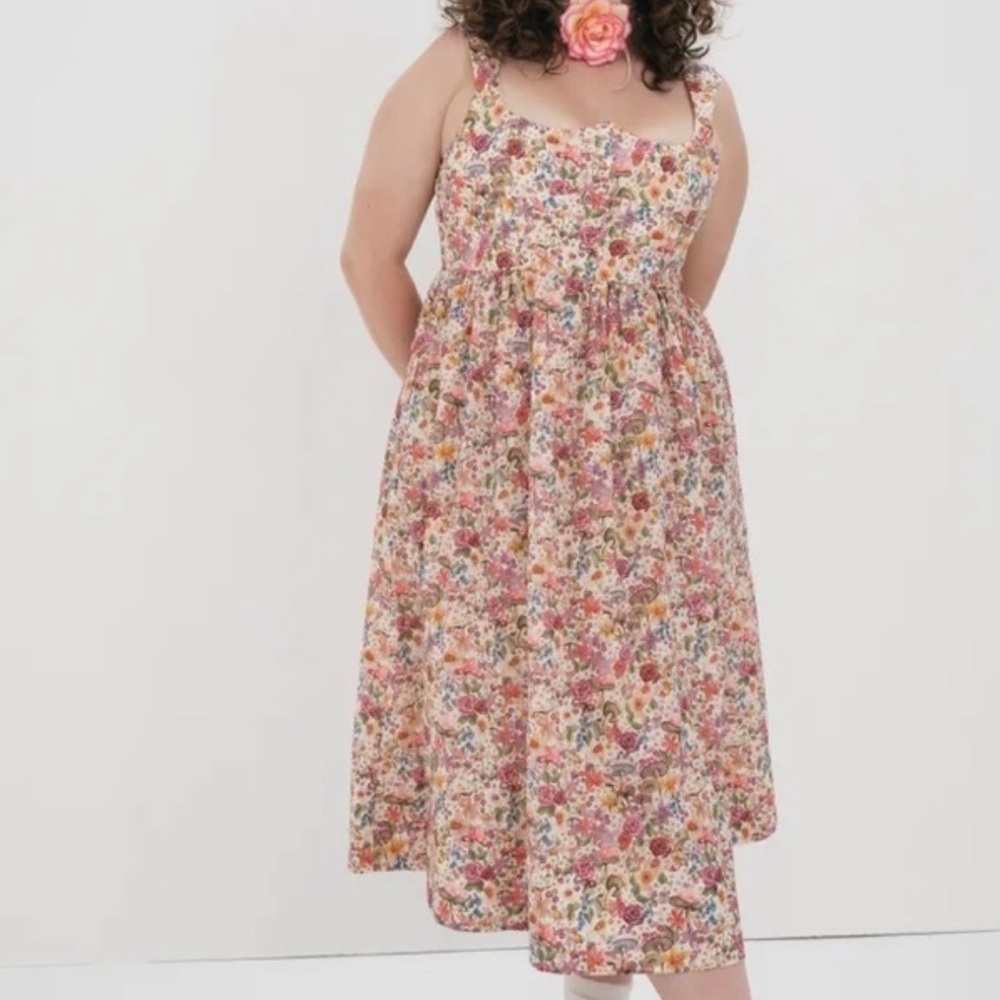 For Love & Lemons Corset Theodora Midi/Maxi Dress w Cottagecore Floral Print